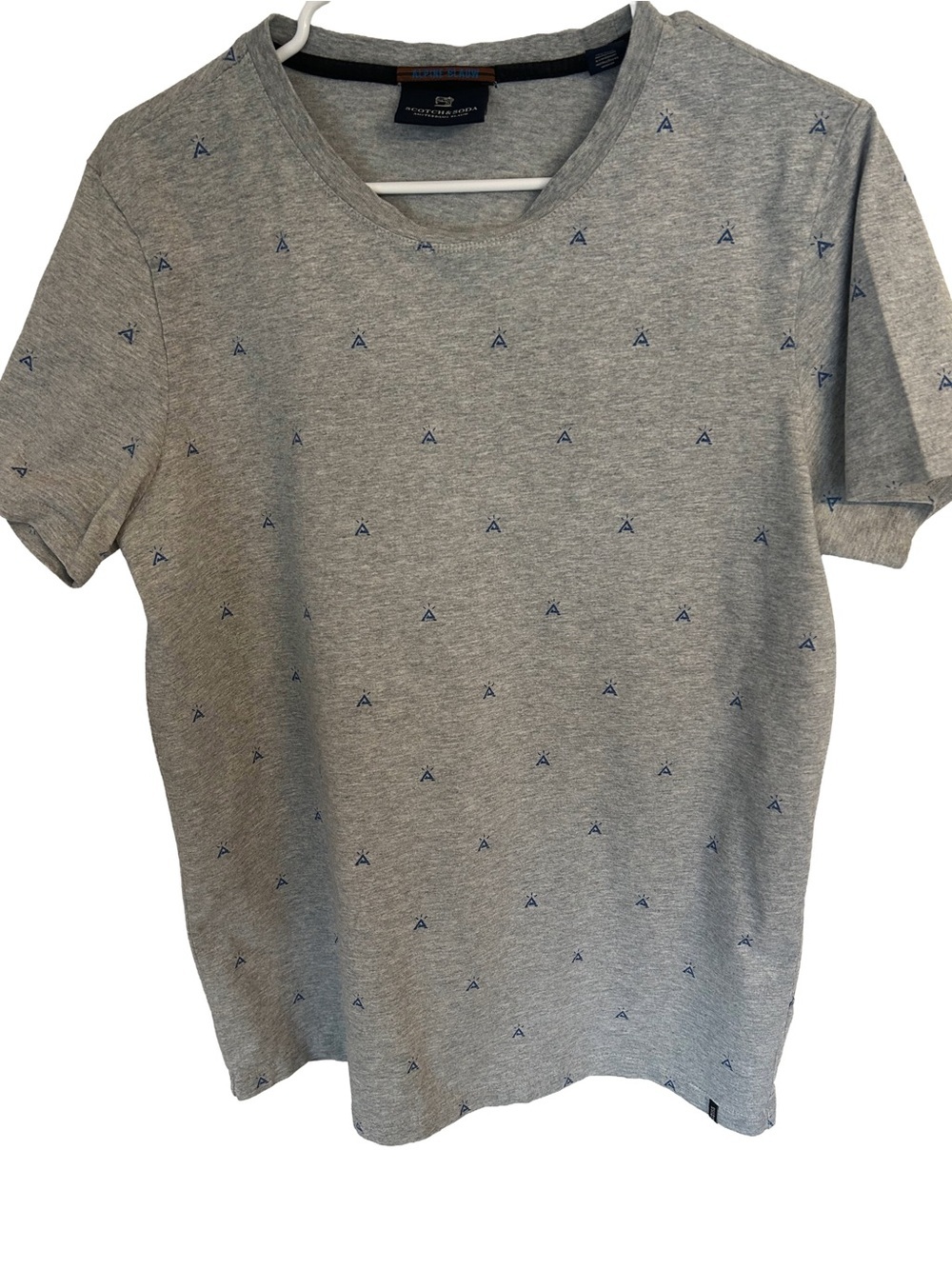 Scotch & Soda Men's Heather Gray Short-Sleeve Tee with Micro Print. size L